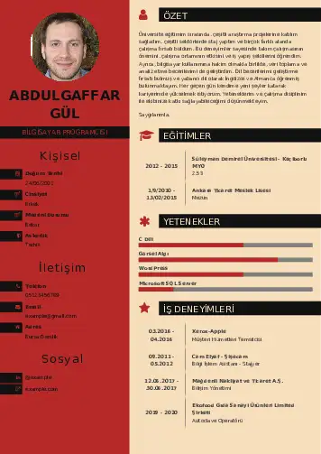 Bilgisayar Programcısı CV Örnekleri cv indir